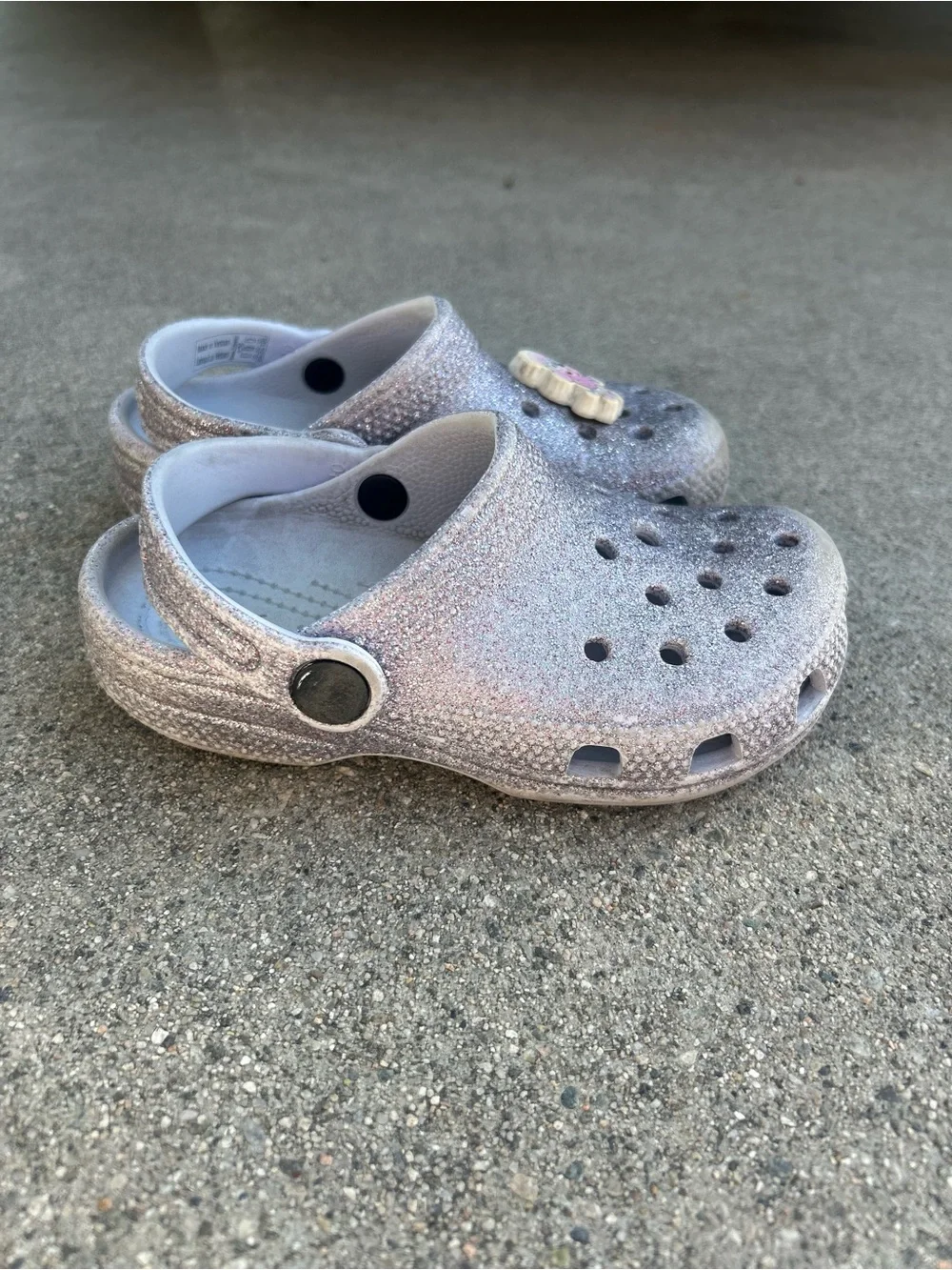 CROCS Kids Glitter Slip-On Clogs - Light Purple/Silver size 10C